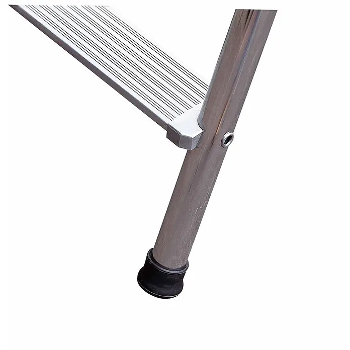 Siedra-Leitern Stehleiter Stufenstehleiter Profimax bis 350kg getestet 7 Stufen - Anzahl Tritte: 7 Stk., Arbeitshöhe: 3.670 m, Belastbarkeit: 350 kg, Aluminium - Silberne Aluminium-Leiterstufe mit Anti-Rutsch-Rillen und Bein mit schwarzem Anti-Rutsch-Fuß.