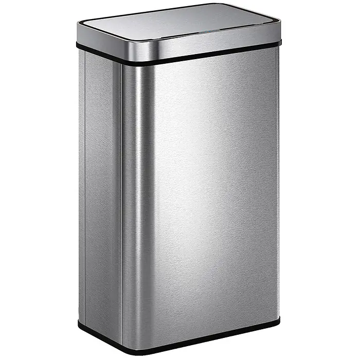 Homcom Sensormülleimer - 60 l, Stahl, Silber - Rechteckiger Mülleimer aus gebürstetem Edelstahl mit Sensor-Deckel.