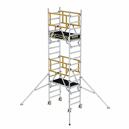 MUNK Rollgerüst FlexxTower SG ergo mit klappbaren Dreieckauslegern und Schwenkfuß Plattformgröße 1,20x0,60m Arbeitshöhe 5,10m