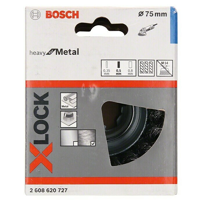 Bosch Professional X-Lock Topf-Drahtbürste X-Lock Heavy for Metal (Passend für: Winkelschleifer, Durchmesser Topf: 75 mm, Art Draht: Gezopft)