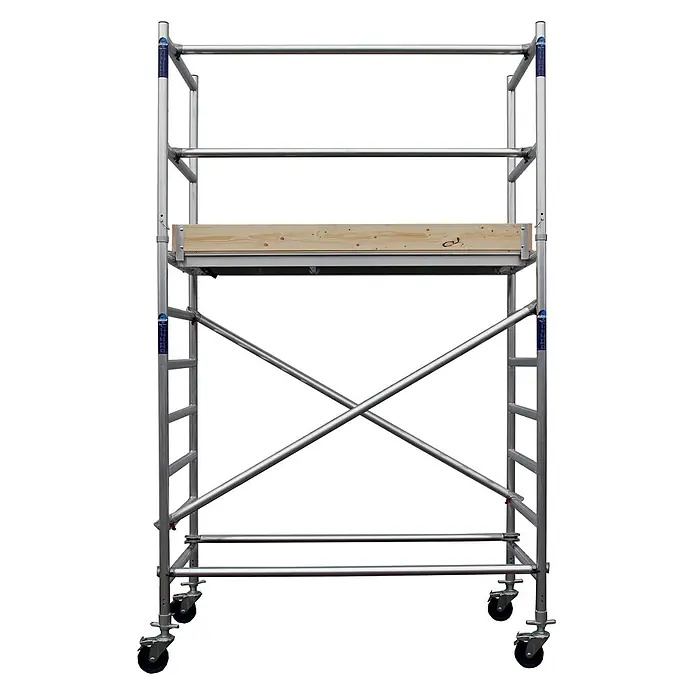 ASC Rollgerüst Rollgerüst Basic-Line 4,30m AH (DIN EN 1004:2004) - Arbeitshöhe: 4.300 m - Fahrbares Aluminium-Gerüst mit Holzplattform und Rollen zur leichten Bewegung.
