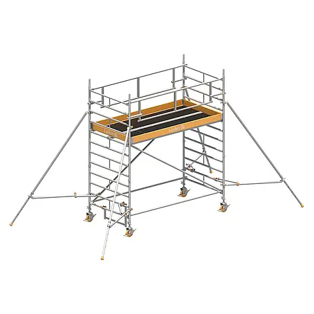 Layher  Rollgerüst Rollgerüst Uni Breit P2 Safety Plus mit Doppelgeländer und ausziehbaren G