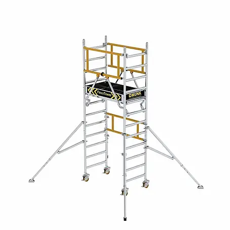 MUNK Rollgerüst FlexxTower SG ergo mit klappbaren Dreieckauslegern und Schwenkfuß Plattformgröße 1,20x0,60m Arbeitshöhe 4,10m