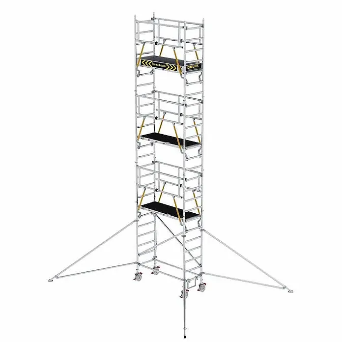 MUNK Rollgerüst FlexxTower SGX ergo mit klappbaren Dreieckauslegern und Schwenkfuß Plattformgröße 1,80x0,60m Arbeitshöhe 8,43m - 