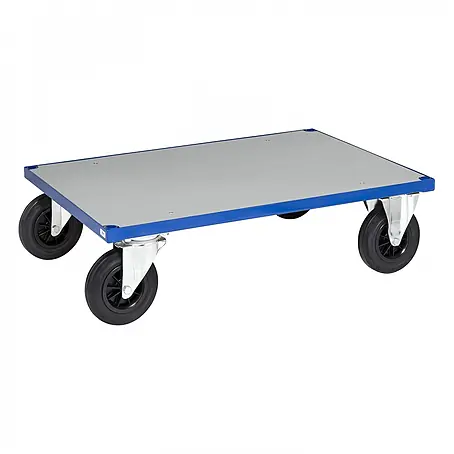 Kongamek  Transportroller Plattformwagen in blau mit verzinkter Ladefläche 1200x800x260mm Gummiberei