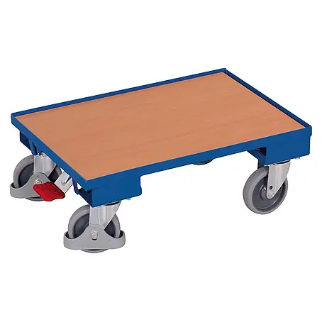Variofit  Transportroller Euro-System-Roller mit EasySTOP und Rand 605x410mm RAL 5010 Enzianblau