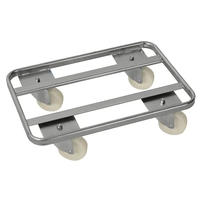 Kongamek Transportroller Rollwagen verzinkt 800x600x160mm mit 4 Lenkrollen und 300kg Tragkraft -  - Metallrollbrett mit vier cremefarbenen Rollen zum Transport von Gegenständen.