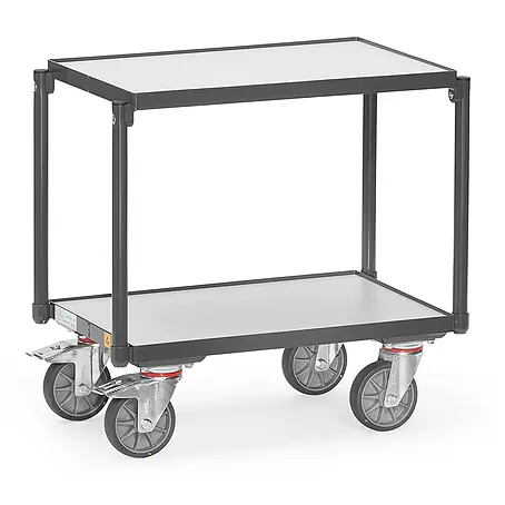 Fetra  Transportroller ESD-Eurokasten-Roller mit 2 Etagen, mit Rand 7 mm und Rohrschiebebügel