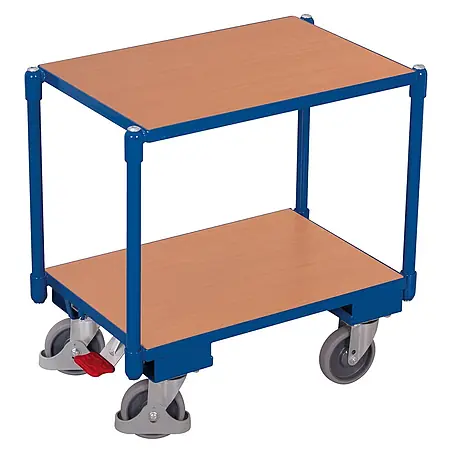 Variofit  Transportroller Euro-System-Roller ohne Rand mit EasySTOP und 2 Ladeflächen 610x415mm RAL