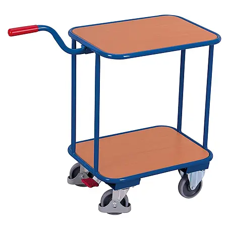 Variofit  Transportroller Griffroller mit 2 Etagen und EasySTOP in Buchendekor 610x455mm RAL 5010 Enz