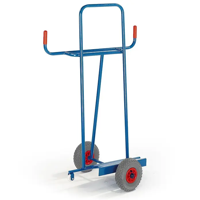Rollcart Transportroller Plattenkarre zum Längstransport von großflächigen Platten 200kg Tragkraf - L x B x H: 0,01 cm x 0,01 cm x 0,01 m - Blaue Metallsackkarre mit roten Griffen, zwei Lufträdern und einer Lenkrolle.