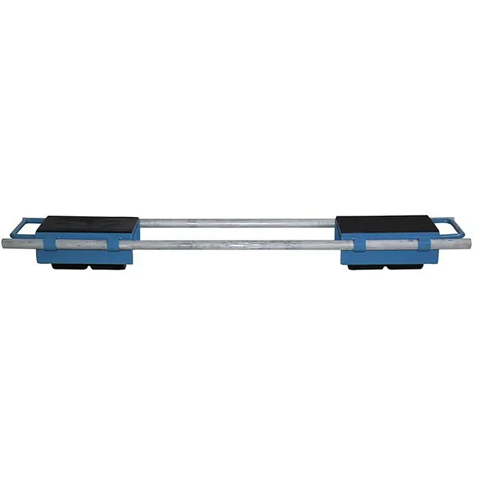 HanseLifter Transportroller Schwerlastroller SLR6T Tragkraft 6000kg -  - Verstellbarer blauer Maschinenheber mit schwarzen Anti-Rutsch-Pads und zwei silbernen Verbindungsstangen.