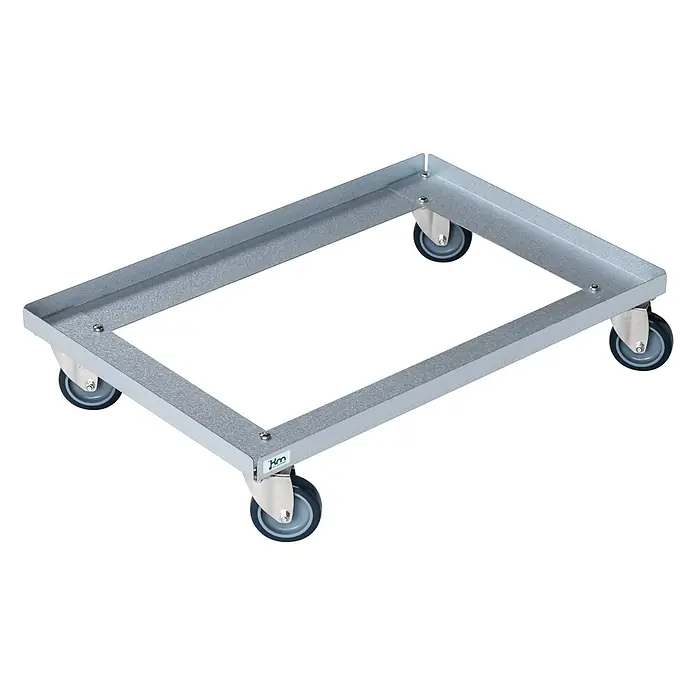 Kongamek Transportroller Rollwagen verzinkt 616x416x128mm mit 4 Lenkrollen ohne Bremse -  - Verzinkter rechteckiger Rolluntersetzer mit vier dunkelgrauen Lenkrollen zum einfachen Transport.