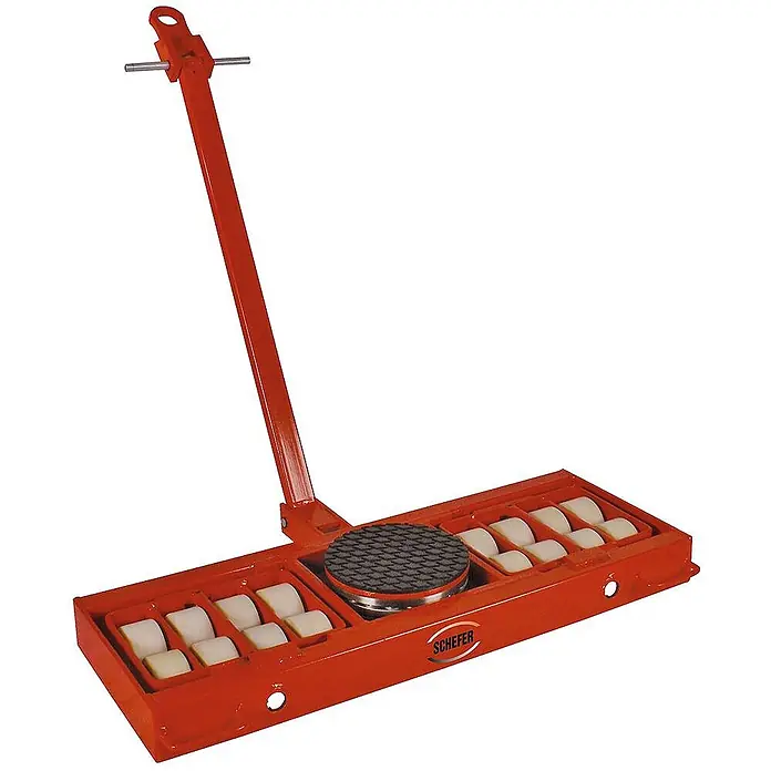 Schefer Transportroller Transportfahrwerk TF Premium Tragkraft 24,0t - L x B x H: 112 cm x 41,5 cm x 0,01 m - Oranger schwerlastgelenkter Industrieskate mit Rollen und drehbarer Ladeplattform zum Transport schwerer Maschinen.