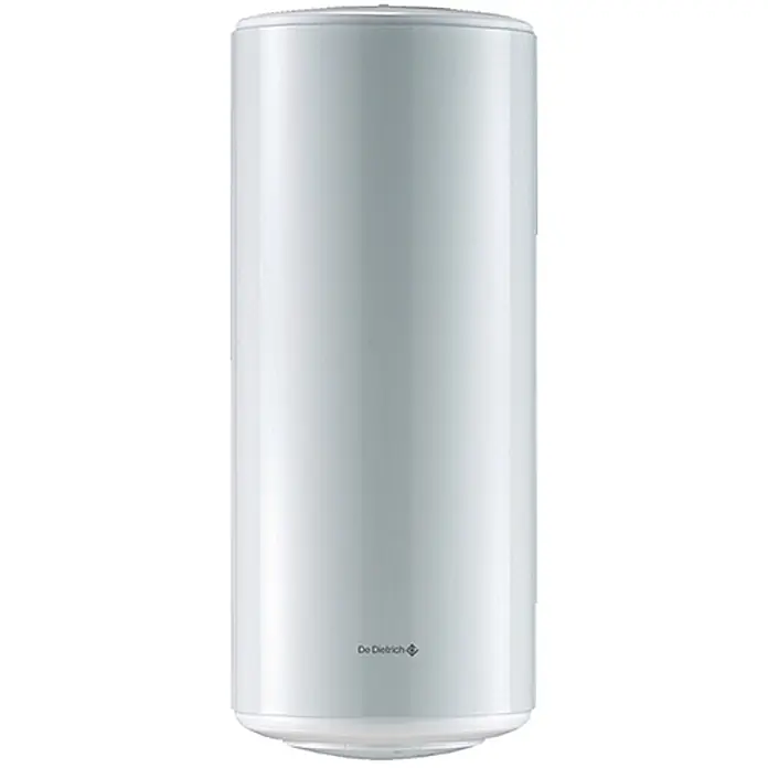 De Dietrich Warmwasserspeicher Speckstein CES 100 L - 100 l, 1.200 W, Temperaturbereich: 30 °C - 65 °C, Wandmontage - Weißer zylindrischer De Dietrich Warmwasserspeicher.