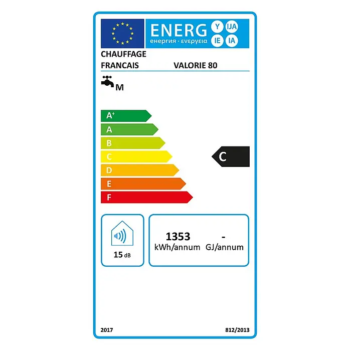 Sannover Warmwasserspeicher Valorie 80 L - 80 l, 2.000 W, Temperaturbereich: 40 °C - 80 °C, Wandmontage - EU-Energielabel für einen Warmwasserbereiter, Klasse C, 1353 kWh/Jahr, 15 dB Geräuschpegel.