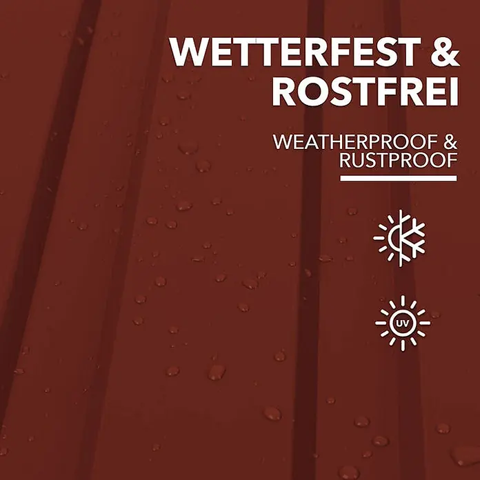 Floordirekt Terrassenüberdachung Trapezblech - 115 x 45 cm - 15er Set - Rot - Blech, Rot - Rostbraunes Wellblech mit Wassertropfen, wetterfest & rostfrei, kälte- & UV-beständig.