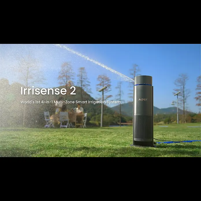 Aiper Bewässerungs-Set Irrisense 2 - Passend für: bis zu 445 m² Rasenfläche - Meet Aiper IrriSense 2 -  World s 1st 4-in-1 Multi-Zone Smart Sprinkler / Irrigation System