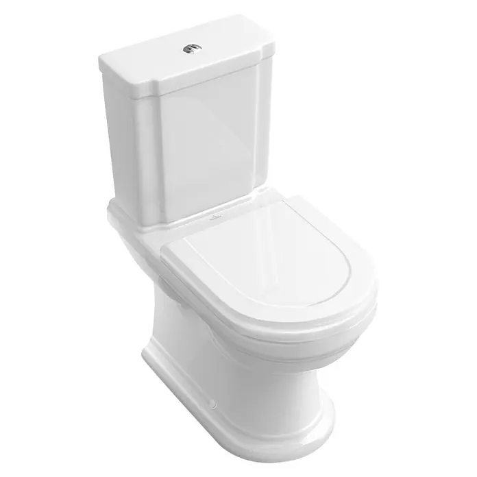 Villeroy & Boch Hommage Stand-WC für Kombination - Mit Spülrand, Mit schmutzabweisender Glasur, Spülform: Tief, WC Abgang: Waagerecht, Weiß - Elegante weiße Toilette, klassisches Design für jedes Badezimmer. Hochwertige Keramik und komfortable Formgebung zeichnen diese Toilette aus.