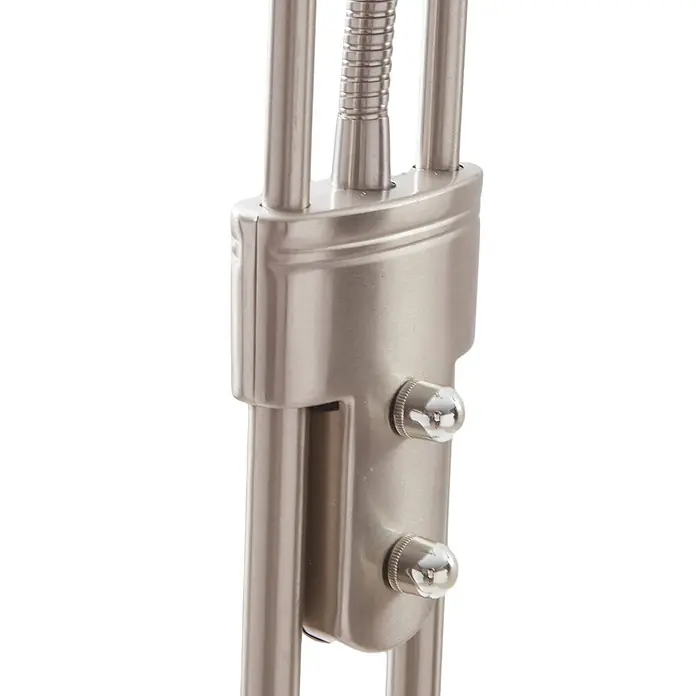 Lindby LED-Deckenfluter Josefin - alu / grau / zink, alu / grau / zink, Warmweiß - Verstellbares Lampengelenk aus gebürstetem Nickel mit flexiblem Arm und zwei Rändelknöpfen.