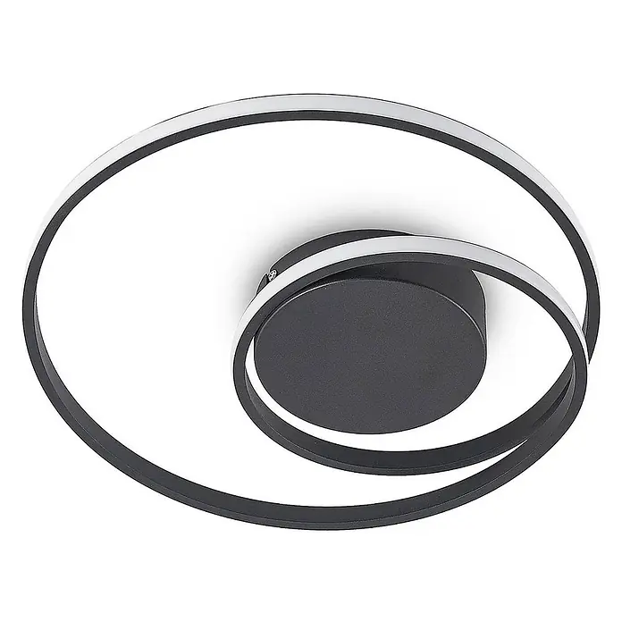 Lindby Deckenleuchte Youna - schwarz - Moderne schwarze LED-Deckenleuchte mit Spiralringen und weißen Leuchtelementen.