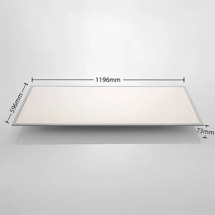 Lindby LED-Panel Stenley - L x B x H: 119,6 x 59,6 x 7,3 cm, weiß / opal - Rechteckige LED-Panel, weiße Oberfläche mit silbernem Rahmen, 1196x596x73mm.