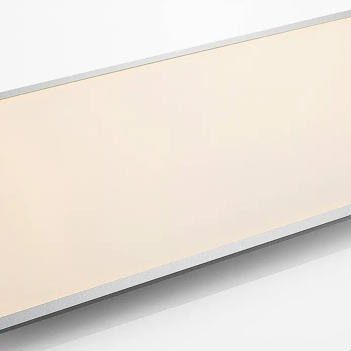 Lindby LED-Panel Zento - L x B x H: 120 x 60 x 5,2 cm, alu / grau / zink, Neutralweiß - Beleuchtetes lineares LED-Lichtpaneel mit warmweißem Licht und silber-grauem Metallrahmen.