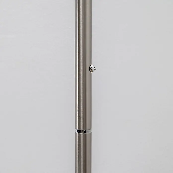 Lindby LED-Deckenfluter Malea - Höhe: 180 cm, alu / grau / zink, alu / grau / zink, Warmweiß - Gebürstete Metallstange mit einem verchromten Verstellstift und einem Zierband.