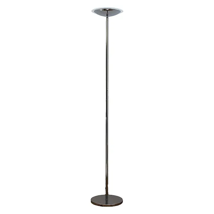 Lindby LED-Deckenfluter Malea - Höhe: 180 cm, chrom / silber, chrom / silber, Warmweiß - Chromfarbene Deckenfluter Stehleuchte mit rundem Fuß und nach oben gerichteter Lichtkuppel.