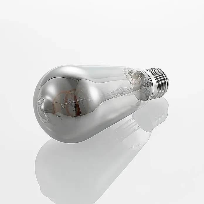 Lucande LED-Lampe E27 4W LED-Lampe St64 - E27, Nicht Dimmbar, Warmweiß, 60 lm, 4 W - Edison-Stil LED-Glühbirne mit silberner Spiegelkopf-Beschichtung und sichtbaren Filamenten.
