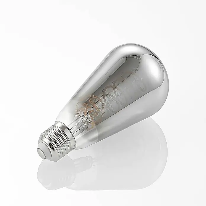 Lucande LED-Lampe E27 4W LED-Lampe St64 - E27, Nicht Dimmbar, Warmweiß, 60 lm, 4 W - LED-Glühbirne, halb verspiegelt, halb klares Glas, mit sichtbaren Filamenten und Schraubsockel.