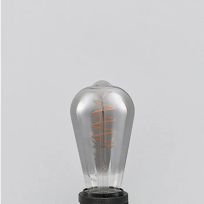 Lucande LED-Lampe E27 4W LED-Lampe St64 - E27, Nicht Dimmbar, Warmweiß, 60 lm, 4 W - Vintage-LED-Glühbirne mit Rauchglas und sichtbarem spiralförmigen Filament.