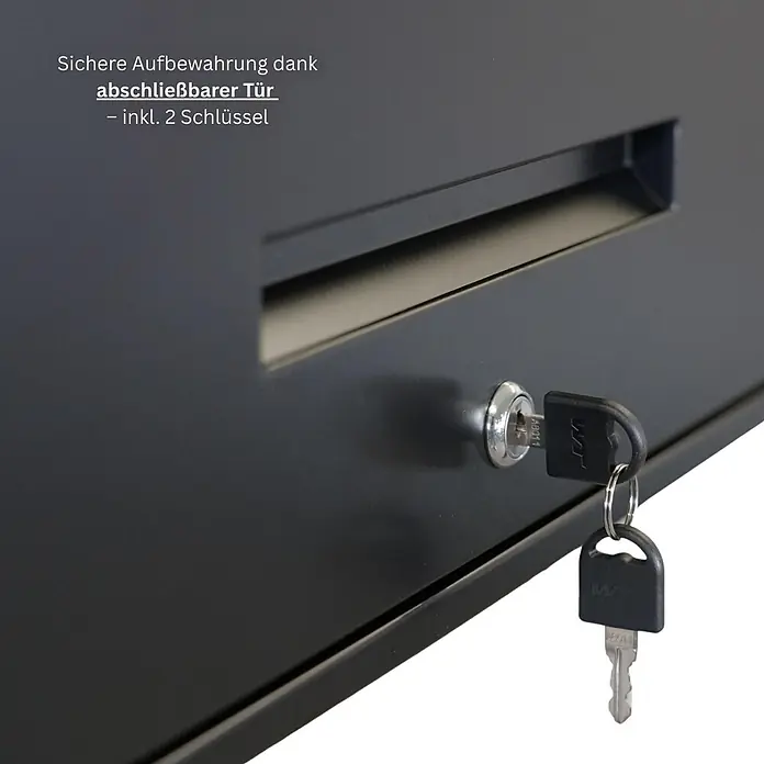 Proregal Metall-Mehrzweckschrank Mega Deal 3x LION + 3x Wandschrank ELEPHANT abschließbar - Vintagebraun/Schwarz - Schwarzer Metallbriefkasten mit Schloss und Schlüssel, Einwurfschlitz sichtbar, sichere Aufbewahrung mit 2 Schlüsseln.