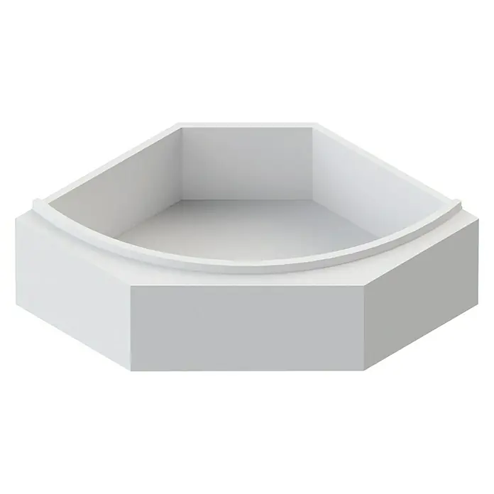 Ottofond Wannenträger Almeira - Passend für: Ottofond Eckbadewanne Almeria 150 x 150 cm - Diese Aufnahme zeigt eine Eckbadewanne, die in einem schlichten, weißen Design gehalten ist und eine moderne Ästhetik verkörpert.