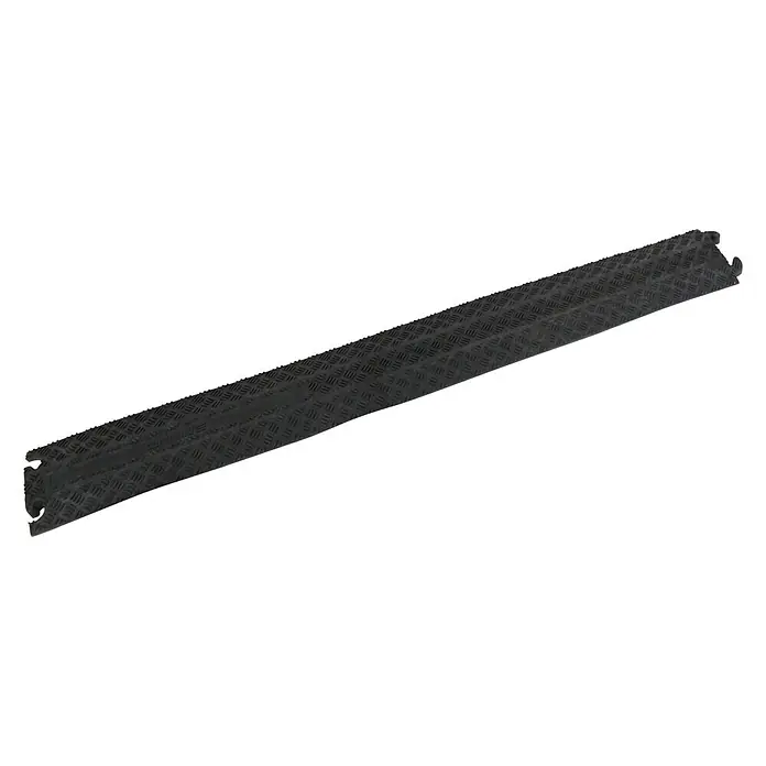 Cartrend Schlauch- & Kabelbrücke - L x B x H: 100 x 14 x 2 cm - Das Bild zeigt ein schwarzes, geriffeltes Kabelbrückenelement, das Kabel sicher überquert und vor Beschädigungen schützt. Es bietet eine robuste Lösung.