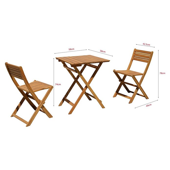 Conjunto de muebles de balcón Bristol (3 pzs., Natural) | BAUHAUS