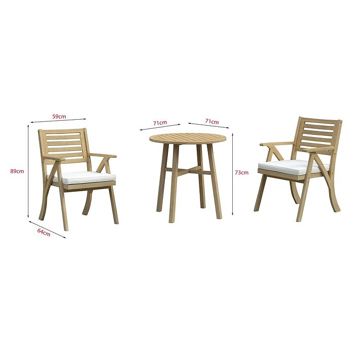 Sunfun Conjunto de muebles de balcón Siena (3 pzs., Madera de acacia, Marrón) | BAUHAUS