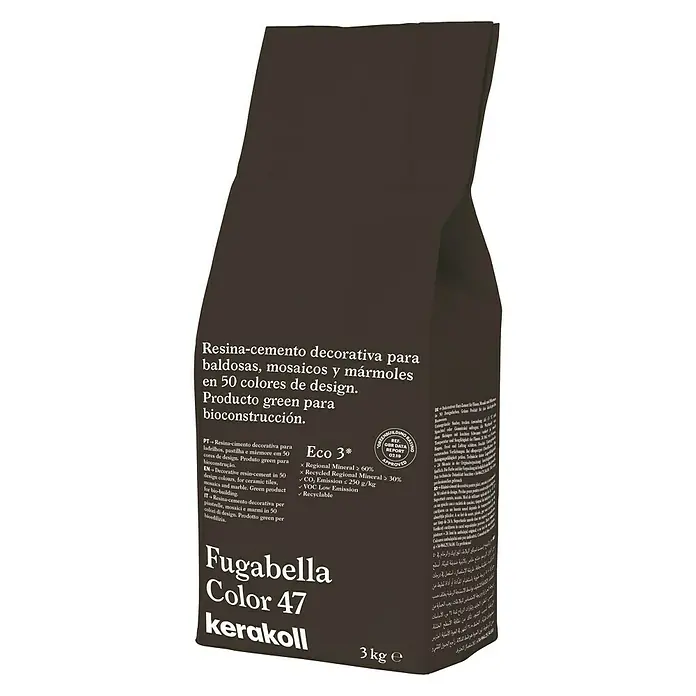 Kerakoll Mortero para juntas - cemento Fugabella - Color: 47, 3 kg - Imagen de un saco de Fugabella Color 47 de Kerakoll, un cemento de resina decorativo para baldosas, mosaicos y mármoles en 50 colores de diseño.