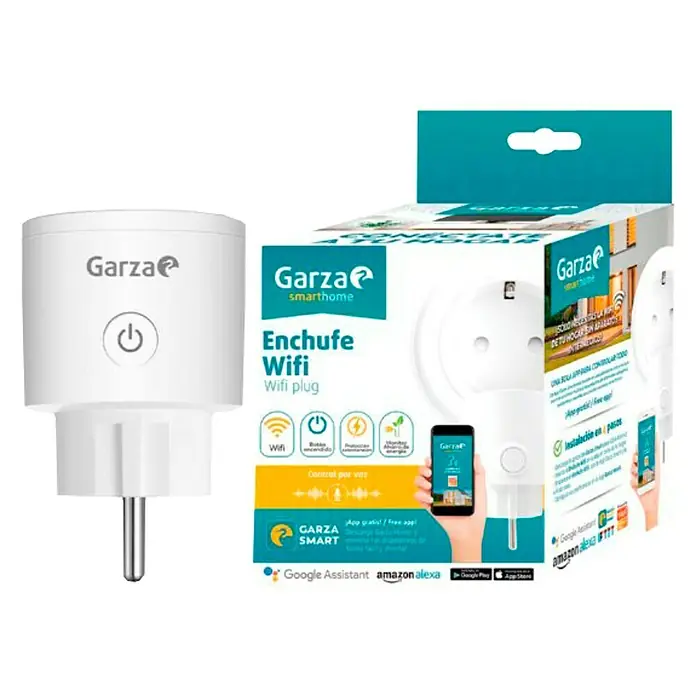 Garza Smart Home Enchufe inteligente WiFi - Blanco, IP20 - Enchufe WiFi inteligente de Garza Smarthome con embalaje. Con el enchufe inteligente, los dispositivos se pueden controlar a través de la aplicación.