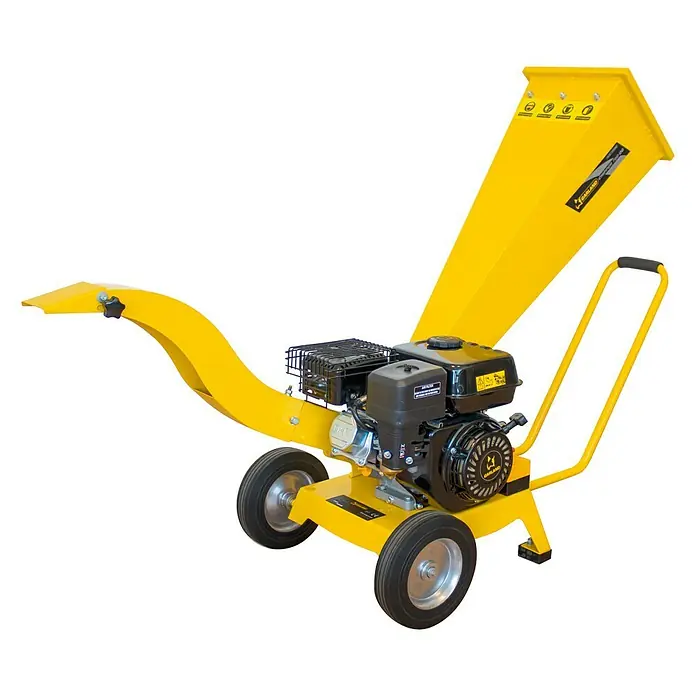 Garland Biotrituradora de gasolina 780 QG-V17 - Grosor de rama máx.: 6 cm, 4,3 kW, Cilindrada: 212 cm³ - Astilladora de madera amarilla para trabajos de jardinería, equipada con ruedas para fácil transporte y motor potente.