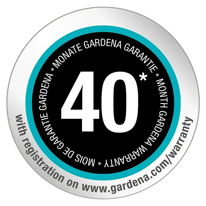 Gardena Drucktauchpumpe 6100/5 inox automatic - 1.100 W, Max. Fördermenge: 6.100 l/h - Garantieaufkleber von Gardena, der eine 40-monatige Garantie bei Registrierung auf www.gardena.com/warranty verspricht.