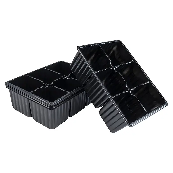 Windhager Anzuchttopf - L x B x H: 17,5 x 13,5 x 5,5 cm, Schwarz, 4x6 Töpfe - Schwarze Pflanzschalen aus Kunststoff mit mehreren Fächern zur Anzucht von Setzlingen oder Jungpflanzen für den Garten.