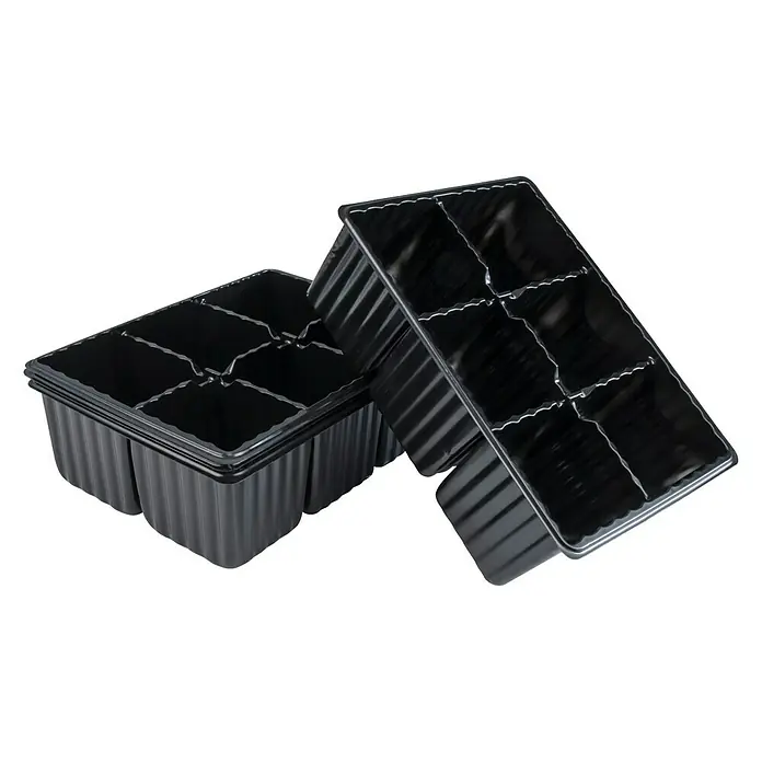 Windhager Anzuchttopf - L x B x H: 17,5 x 13,5 x 5,5 cm, Schwarz, 4x6 Töpfe - Schwarze Pflanzschalen aus Kunststoff mit mehreren Fächern zur Anzucht von Setzlingen oder Jungpflanzen für den Garten.