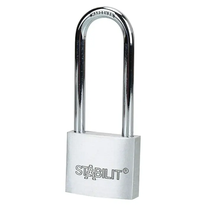 Stabilit Candado A40-63 - 40 x 102 mm, 1 ud., Aluminio - Candado plateado Stabilit con arco endurecido para mayor seguridad.