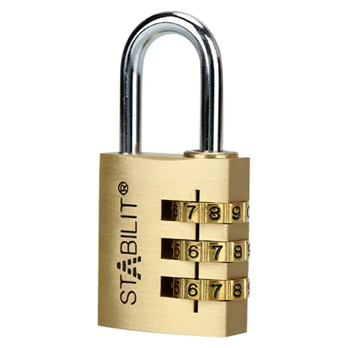 Stabilit Candado con combinación ZM-30 - 30,5 x 65 mm, Latón, Número de dígitos en combinación: 3 ud. - Candado STABILIT® con combinación de tres dígitos. Seguridad para equipajes o taquillas.