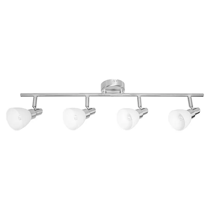 Osram LED-Deckenstrahler 827 - 8 W, L x B x H: 67,5 x 8 x 17 cm, Weiß/Silber, Warmweiß - Silberne Deckenstrahlerleiste mit vier verstellbaren weißen Glasspots.