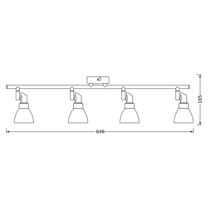 Osram LED-Deckenstrahler 827 - 8 W, L x B x H: 67,5 x 8 x 17 cm, Weiß/Silber, Warmweiß - Lineare Stromschienenleuchte mit vier verstellbaren Strahlern, Maße 646x165 mm.