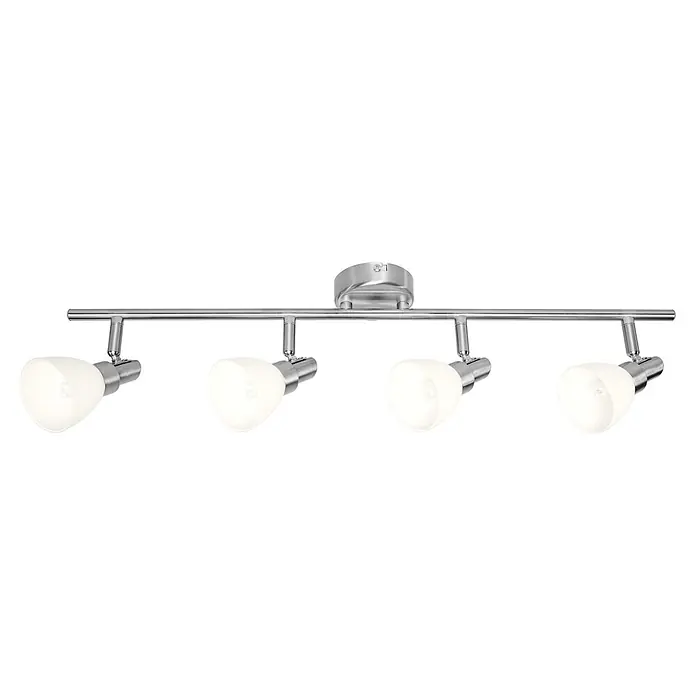 Osram LED-Deckenstrahler 827 - 8 W, L x B x H: 67,5 x 8 x 17 cm, Weiß/Silber, Warmweiß - Gebürstete Metall-Deckenleuchte mit vier verstellbaren weißen Strahlern.