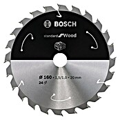 Bosch Kreissägeblatt Standard for Wood (Durchmesser: 160 mm, Bohrung: 20 mm, Anzahl Zähne: 24 Zähne)