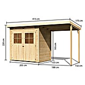 Karibu Gartenhaus (Natur, Holz, 3,02 m², Mit Anbau)